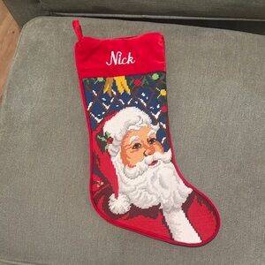 Festive Red Santa Christmas needlepoint Stocking